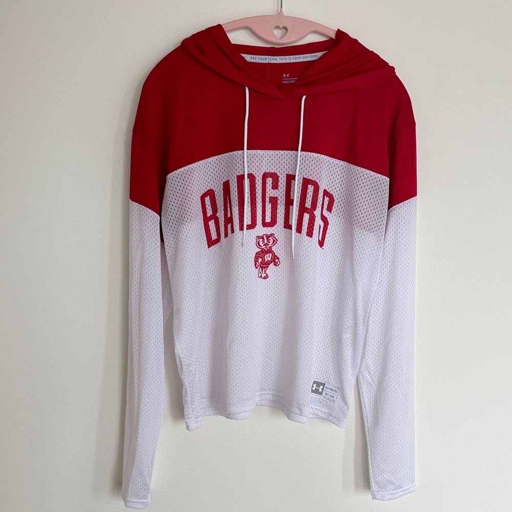 Under Armour Red and White Badgers Hoodie